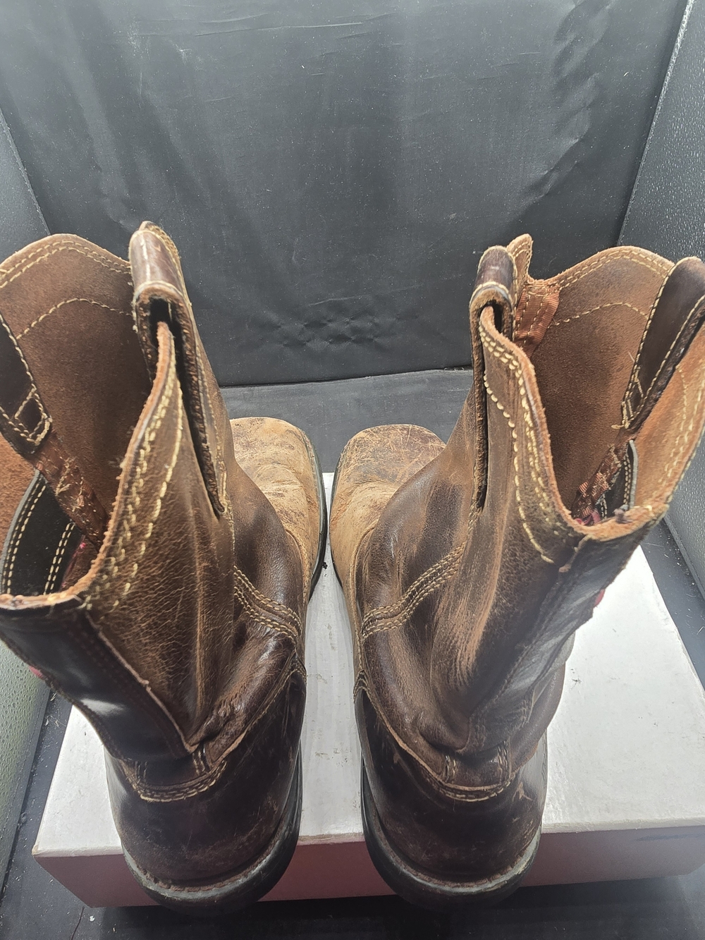 Caterpillar Brown Leather Cowboy Work Boots - Picture 5 of 7